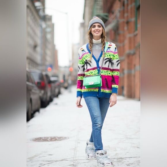 Saint Lauren Jacquard Mohair Dinosaur Cardigan in Multi Size XS - Picture 2 of 14